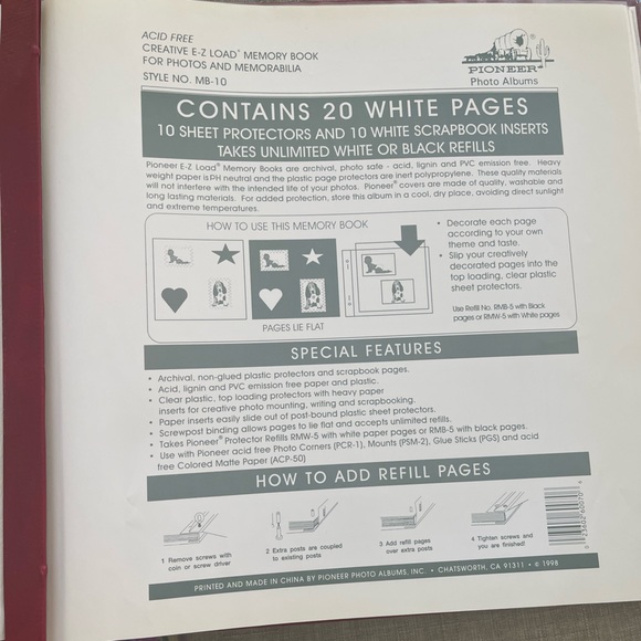 Pioneer Scrapbook Album Set (2);Floral 11 3/4”x14” 100 pgs & Red 12”x12” 20 pgs - Picture 4 of 4